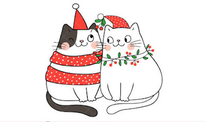 cats with mistletoe drawings