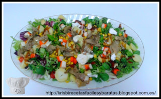 Ensalada templada de setas y queso de cabra