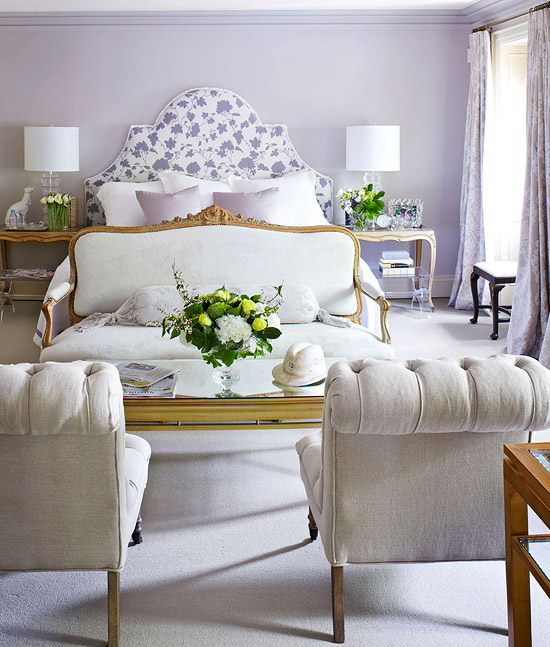 Glamorous Lavender Walls Bedroom