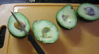 Cutting an avocado