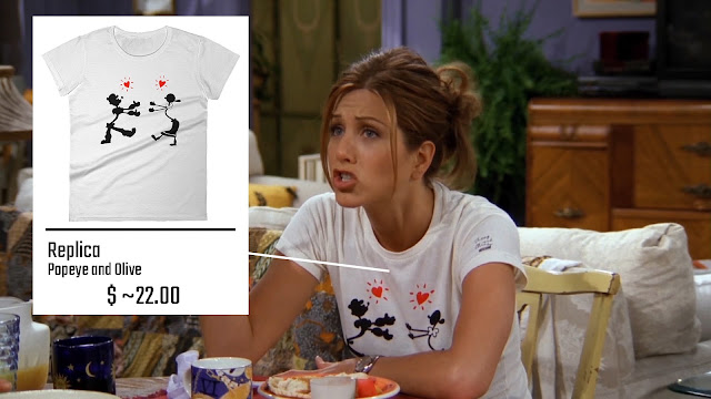 Popeye and olive Rachel Green t-shirt FRIENDS tv show S03E01