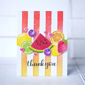 Sunny Studio Stamps: Slice Of Summer Berry Bliss Everyday Greetings Fancy Frames Summer Themed Thank You Cards by Rachel Alvarado and Lexa Levana
