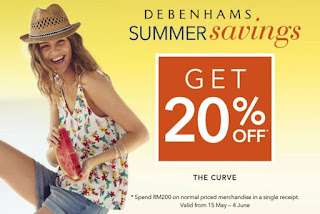 Debenhams Summer Savings Promotion Get 20% Off at The Curve, Mutiara Damansara (15 May - 4 June 2017)