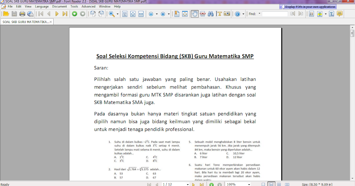 Download Contoh soal tes P3K/PPPK guru matematika SMP dan kunci jawaban