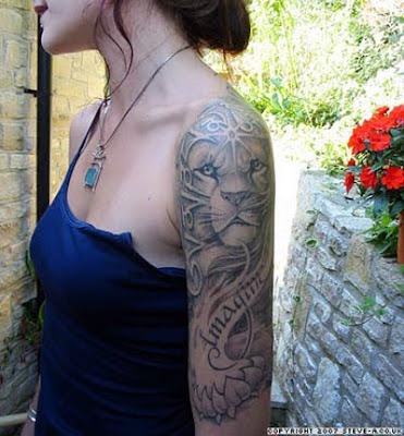 lion tribal tattoo for women