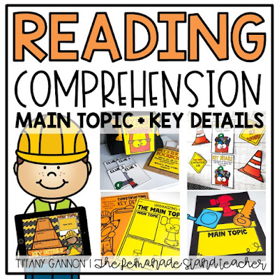 Main topic and key details anchor chart, activities, and crafts for first grade and 2nd grade.