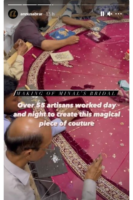 What!  55 artisans create Minal Khan wedding Dress?