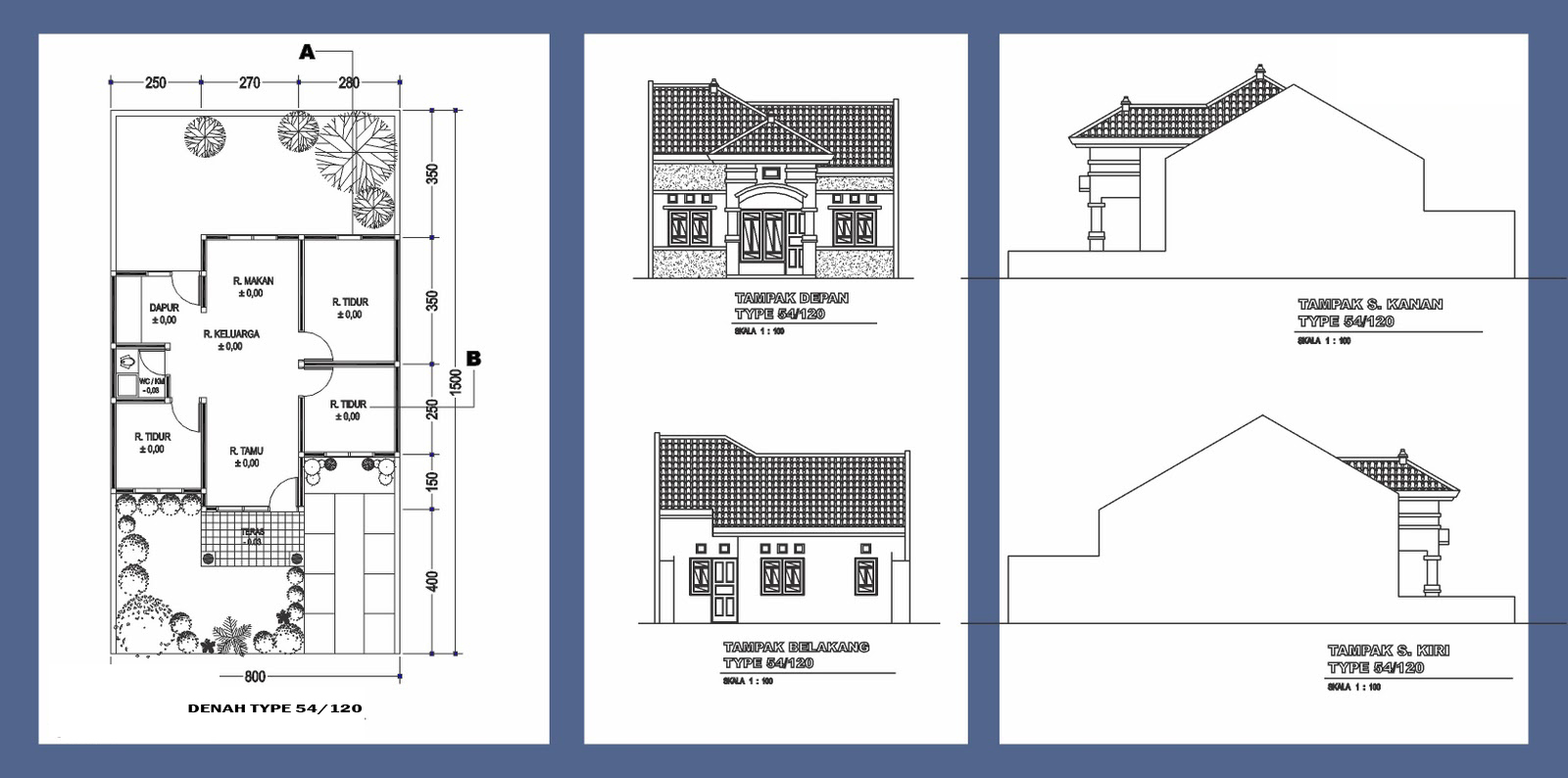 Desain Dan Denah Rumah Minimalis Type 54 Wallpaper Dinding