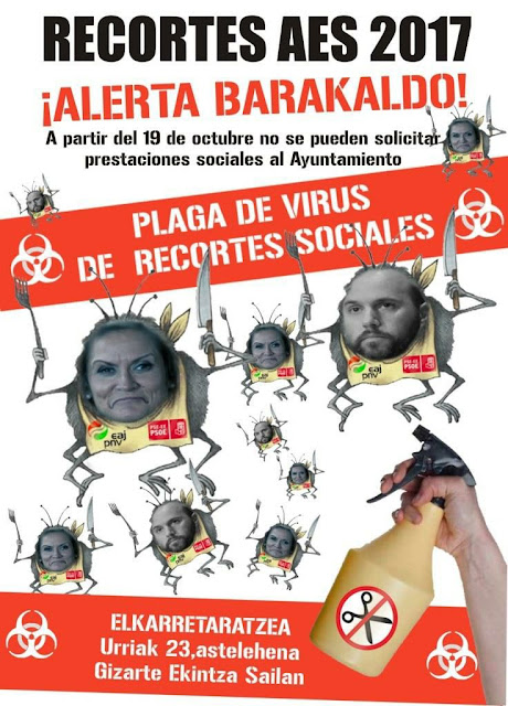 Cartel de Berri-Otxoak ante el cese en la tramitación de ayudas sociales