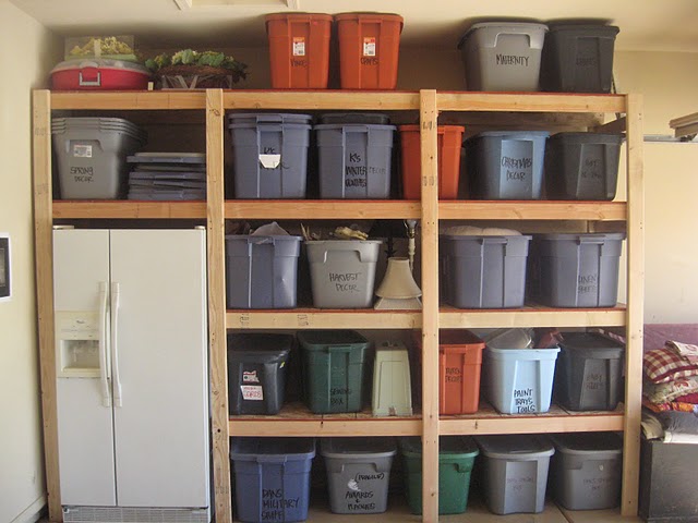 Photo of my garage shelves that my husband built for me.