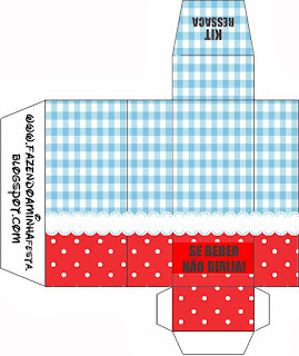 Red and Light Blue Squares: Free Printable Boxes.