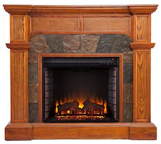 Misson Oak Corner Fireplace