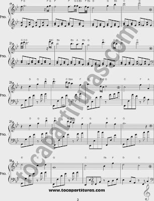 Hoja 2 Partitura de Piano de Naruto "Hinata Vs Neji" 