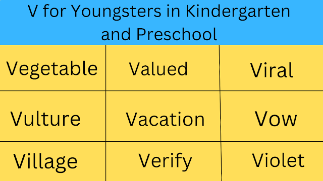 Words That Begin With V for Youngsters in Kindergarten and Preschool