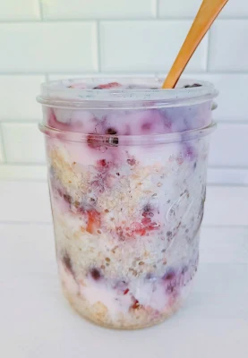 Red, White & Blueberry Overnight Oats