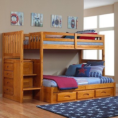 full over full bunk beds with stairs