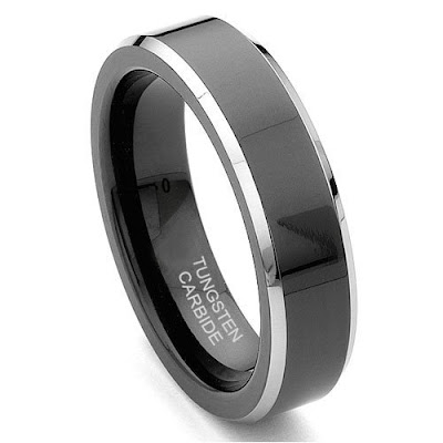 Tungsten Bands on Black Tungsten 6mm Comfort Fit Beveled Wedding Band Ring Size 5 15