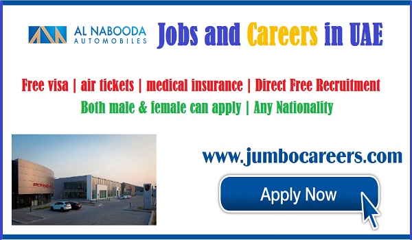 Direct free recruitment jobs in UAE, UAE jobs for Indians, Al Nabooda Automobiles jobs at Sharjah | Al Nabooda Automobiles jobs at Fujairah | Al Nabooda Automobiles jobs with Free recruitment 