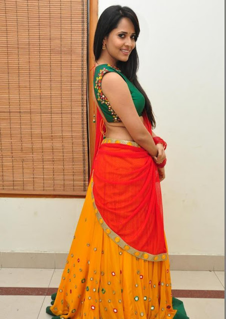 Anasuya in Mirror Work Embroidery Half Saree at Soggade Chinni Nayana Audio Launch