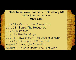 2023 $1.50 Summer Movies at Tinseltown Cinemark Theatre in Salisbury NC