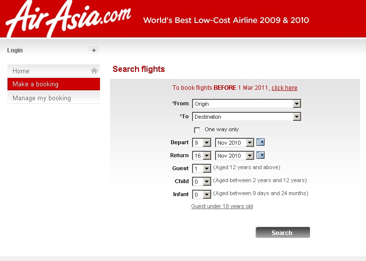 Air Asia Online Booking - Foot Slave