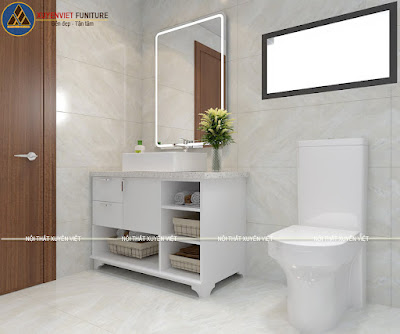 Mẫu tủ lavabo đẹp màu trắng Xuyên Việt