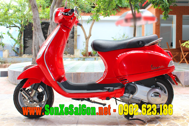 Mẫu sơn xe Vespa LX 125 màu đỏ zin cực đẹp