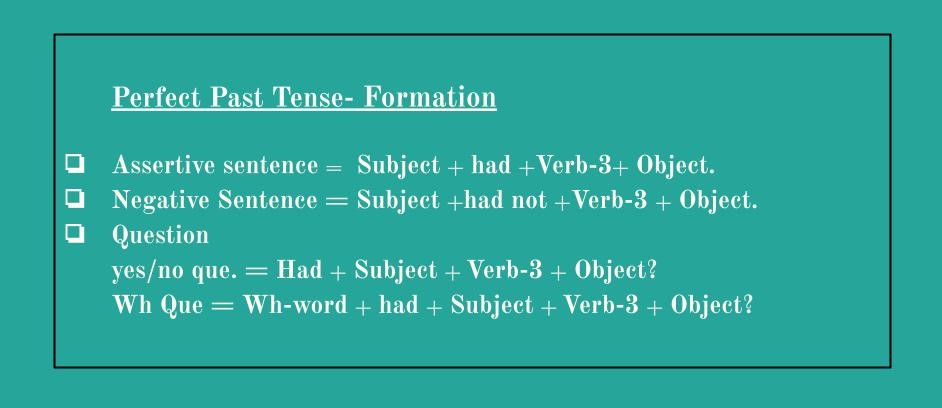 formation /structure perfect past tense