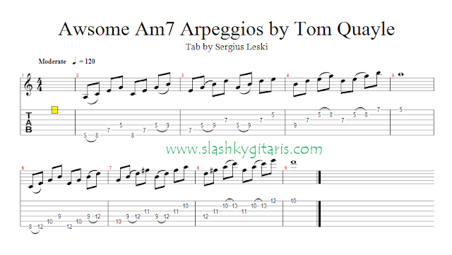 guitar lick, lick, Arpeggio, tom quayle, lydian lick, 