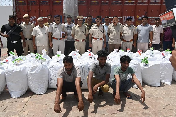 Palwal-police-is-intoxicating-on-the-smugglers-along-with-3-smugglers-a-ganja-leaf-worth-about-2-crores-was-recovered