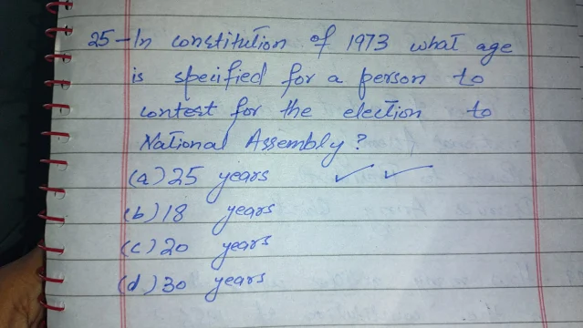 In constitution of 1973 what age is specified for a person to contest for the election to national assembly