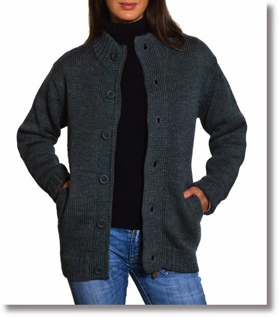 Wool Overs Women's British Wool Zip and Button Cardigan