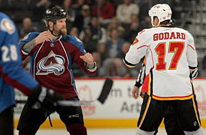 Scott Parker faces off with Eric Godard