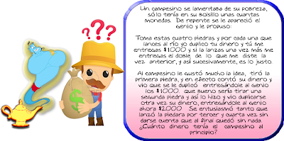 Acertios, acertijos matemáticos, El campesino y el genio, matemática recreativa, Desafíos matemáticos, Problemas matemáticos, Problemas de lógica, Problemas de Ingenio, Acertijos con Solución, Acertijos para niños.