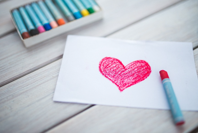 A heart drawn in crayon