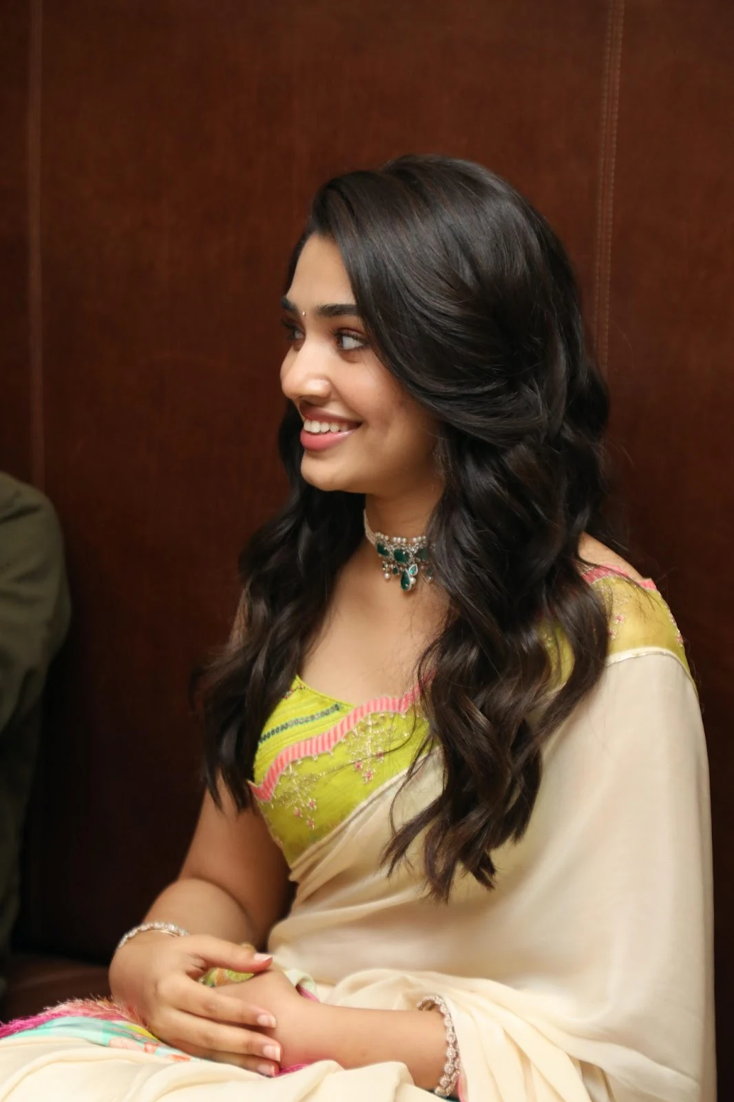 Actress Krithi Shetty at The Warrior Movie Pre Release Event