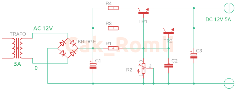 Rangkaian Power Supply 12V 5A Sederhana dan Stabil