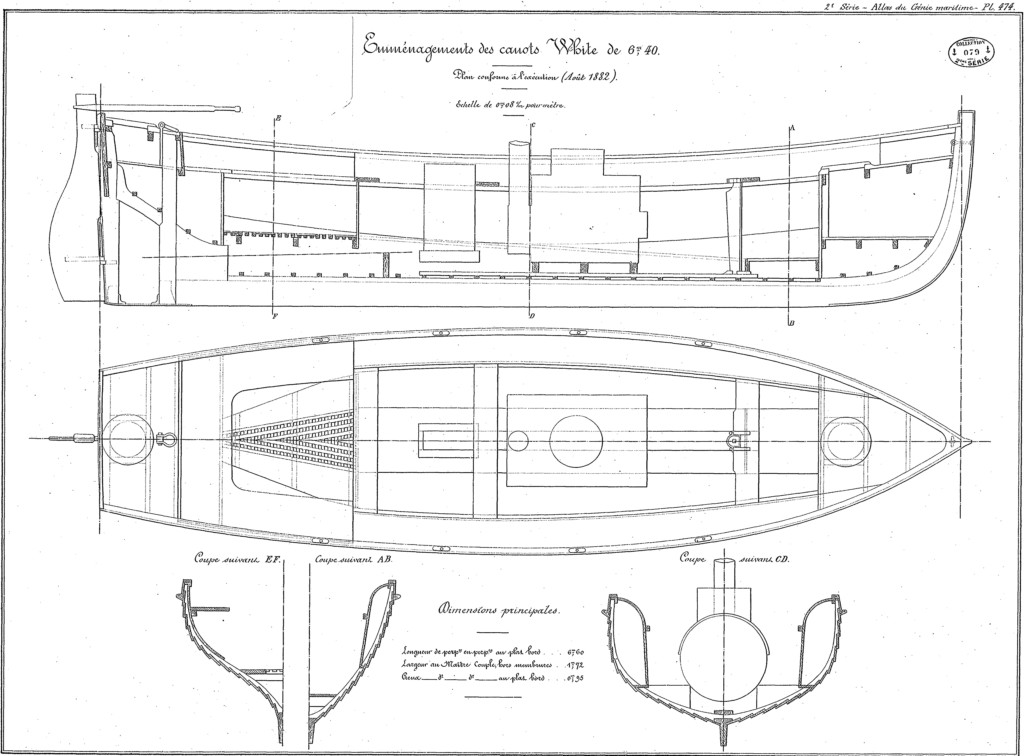 quinze marins sur le bahut du mort...: plan d'un canot de 6m40