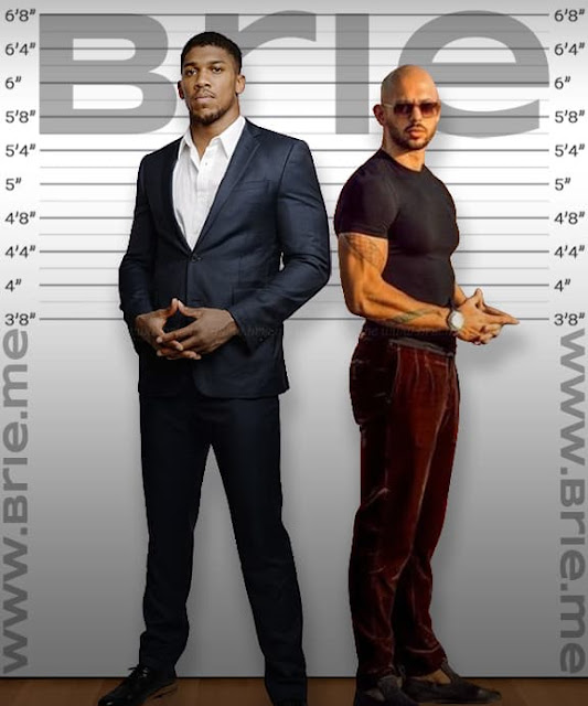 Anthony Joshua height comparison with Andrew Tate
