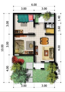 Denah Rumah Minimalis 6x10