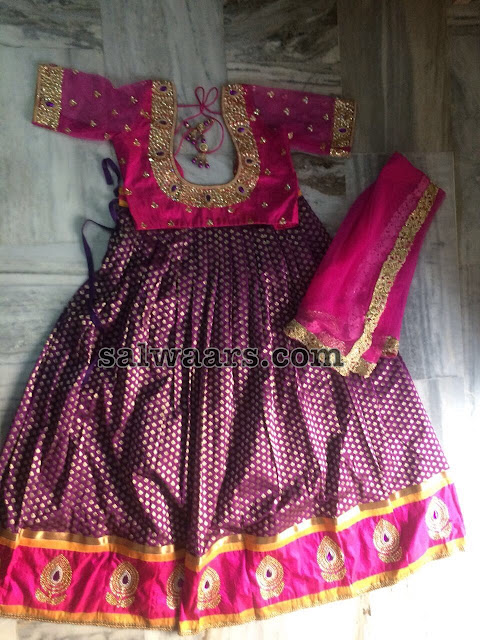 Benaras Pink Half Saree 