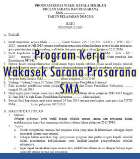 Contoh Program Kerja Wakasek Sarana Prasarana Jenjang SMA/SMK/MA Tahun 2018