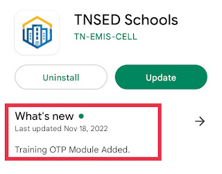 TNSED schools App New Version - 0.48 Updated on November 18 , 2022