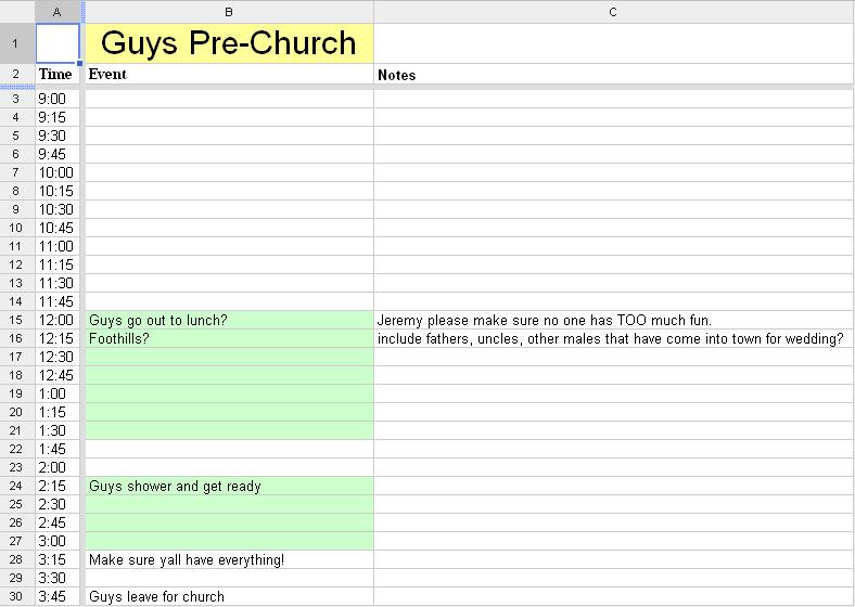 Hey Ladies I'm offering up my excel wedding day timeline spreadsheet and