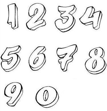 Dibujo de numeros del 0 al 9 para colorear