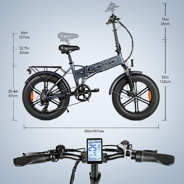 ENGWE Folding Electric Fat Tire Mountain Beach Snow Mountain-bikes