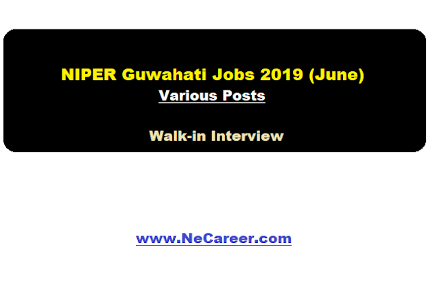 NIPER Guwahati Recruitment 2019 (June) 