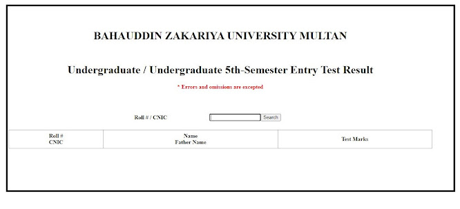 BZU Multan Entry Test Result Announced Admission Fall 2021 - Bahauddin Zakariya University - BZU