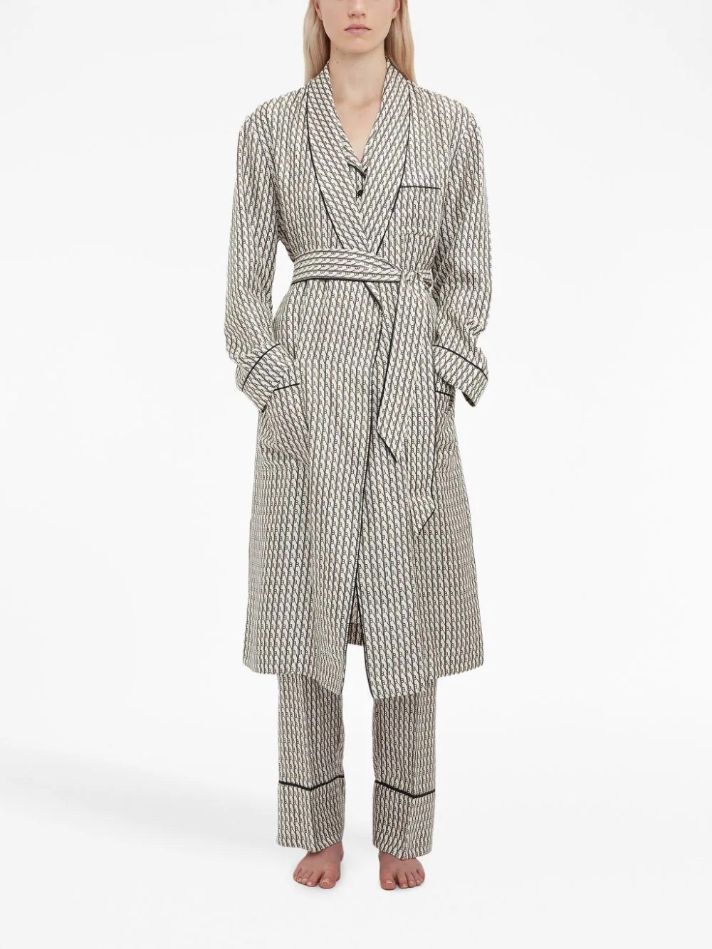 Victoria Beckham monogram-jacquard silk robe