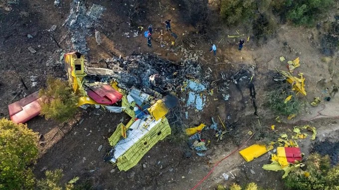 Two Greek Air Force pilots have died after their plane crashed while battling a forest fire on the Greek